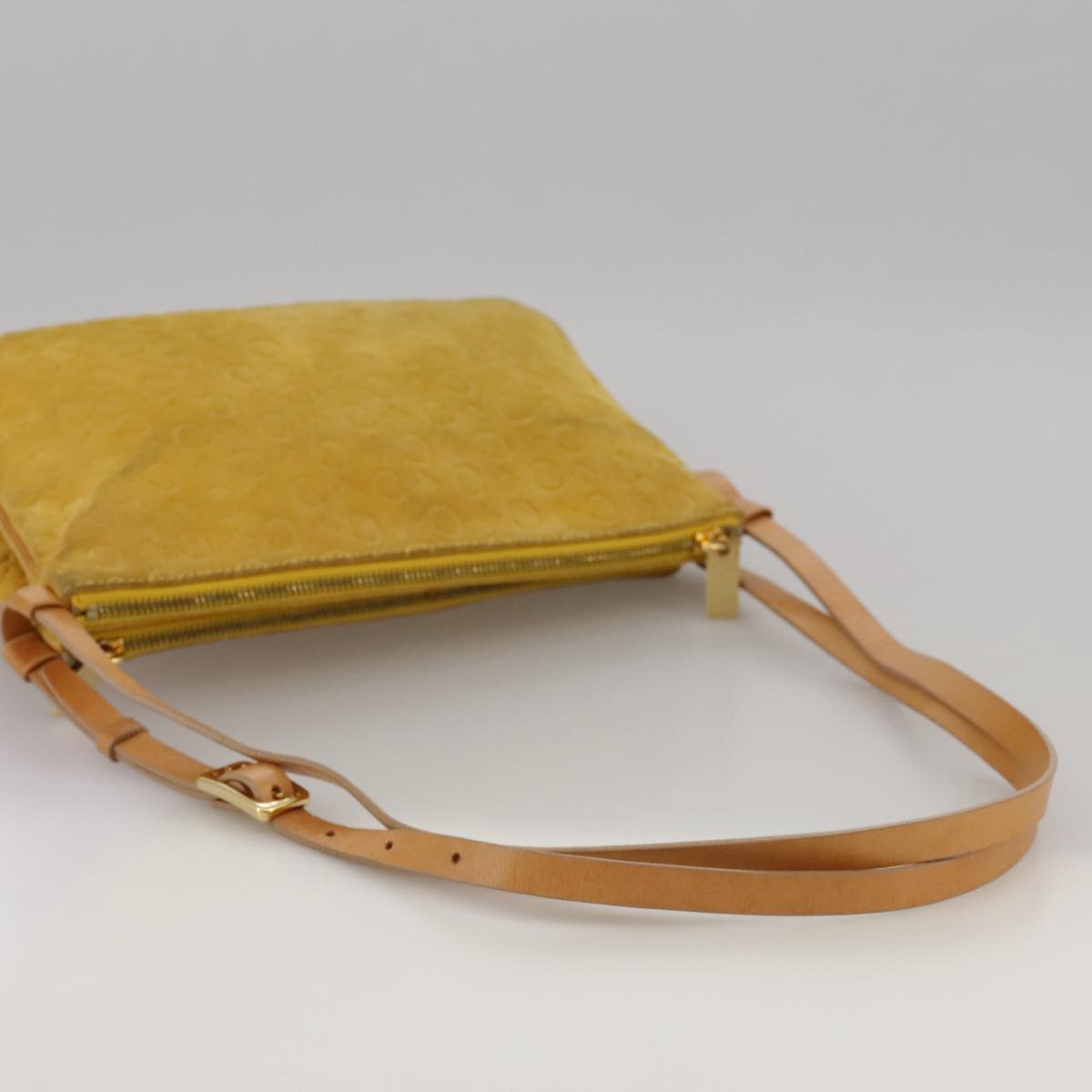 CELINE C Macadam Canvas Shoulder Bag Yellow Auth 103245