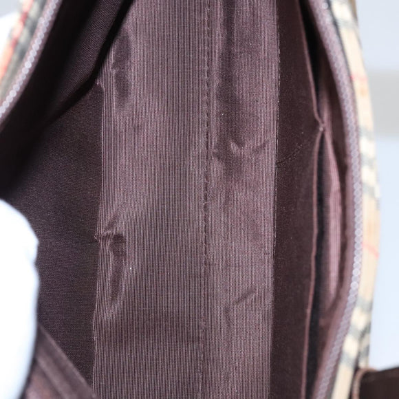 BURBERRY Nova Check Hand Bag Canvas Black Beige Auth 103259