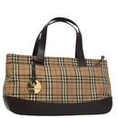 BURBERRY Nova Check Hand Bag Canvas Black Beige Auth 103259-1