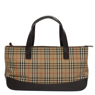 BURBERRY Nova Check Hand Bag Canvas Black Beige Auth 103259 - 0