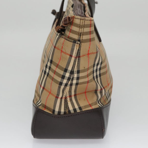 BURBERRY Nova Check Hand Bag Canvas Black Beige Auth 103259