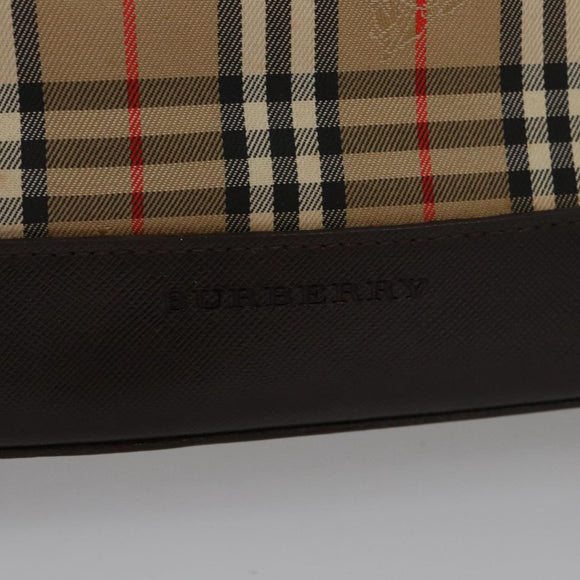 BURBERRY Nova Check Hand Bag Canvas Black Beige Auth 103259