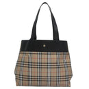 BURBERRY Nova Check Shoulder Bag Canvas Beige Auth 103265-2