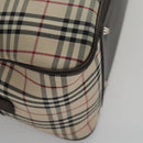 BURBERRY Nova Check Hand Bag Canvas Beige Auth 103267-15
