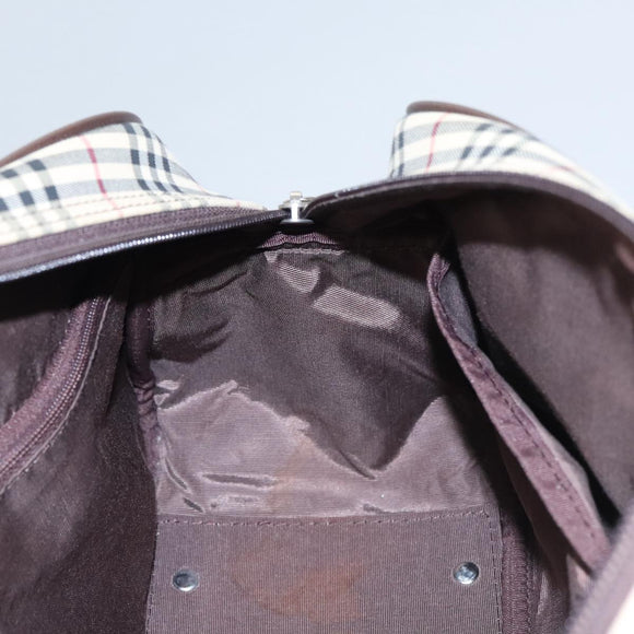 BURBERRY Nova Check Hand Bag Canvas Beige Auth 103267