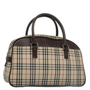 BURBERRY Nova Check Hand Bag Canvas Beige Auth 103267-1
