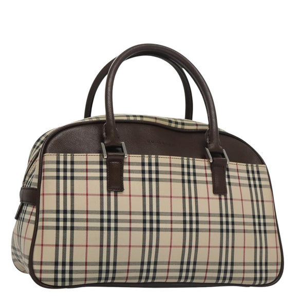 BURBERRY Nova Check Hand Bag Canvas Beige Auth 103267