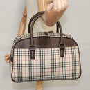 BURBERRY Nova Check Hand Bag Canvas Beige Auth 103267-24