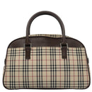 BURBERRY Nova Check Hand Bag Canvas Beige Auth 103267-13