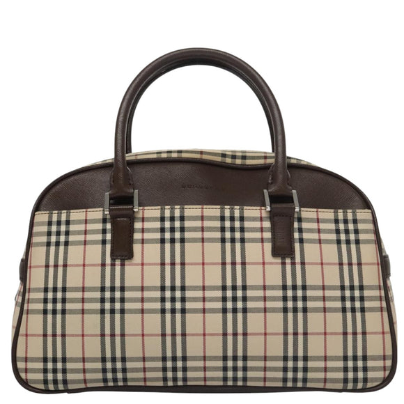 BURBERRY Nova Check Hand Bag Canvas Beige Auth 103267