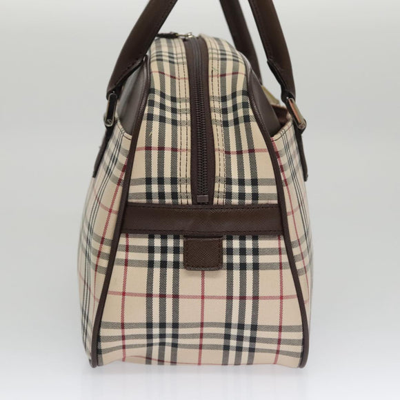 BURBERRY Nova Check Hand Bag Canvas Beige Auth 103267