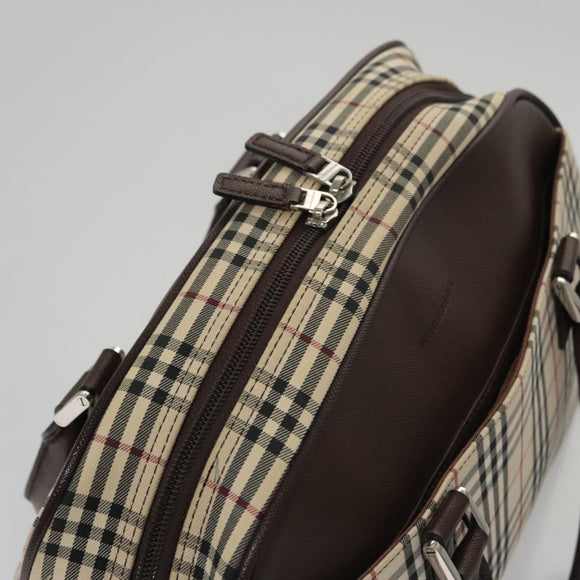 BURBERRY Nova Check Hand Bag Canvas Beige Auth 103267