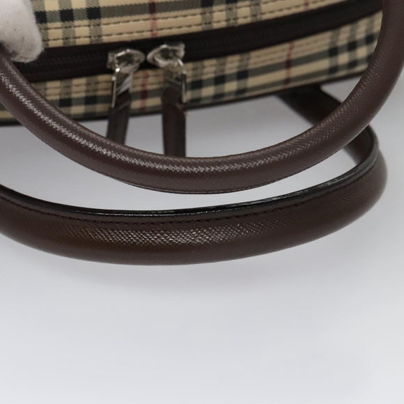 BURBERRY Nova Check Hand Bag Canvas Beige Auth 103267