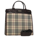BURBERRY Nova Check Hand Bag Canvas 2way Beige Auth 103269-1
