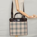 BURBERRY Nova Check Hand Bag Canvas 2way Beige Auth 103269-24