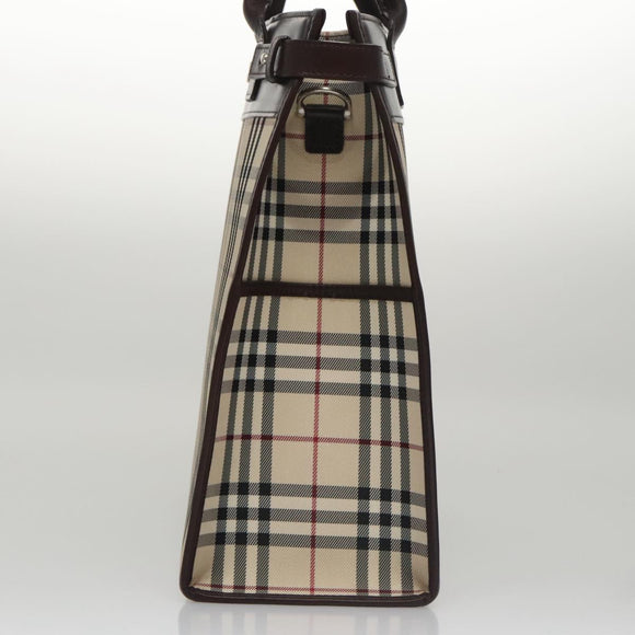 BURBERRY Nova Check Hand Bag Canvas 2way Beige Auth 103269