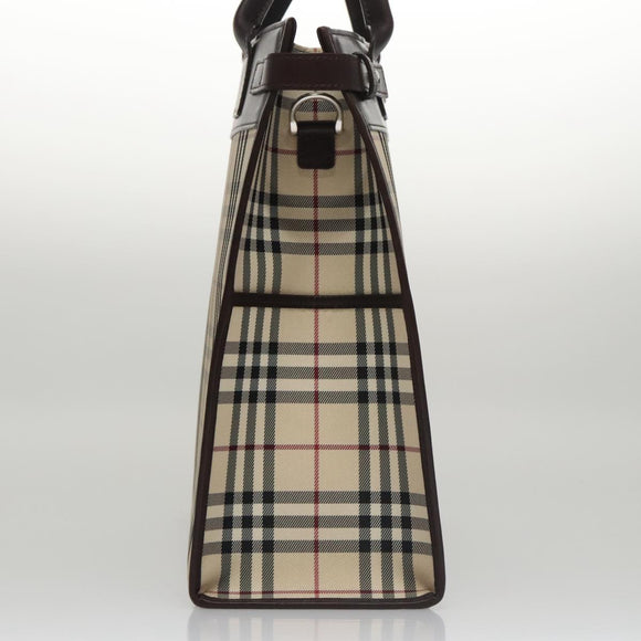 BURBERRY Nova Check Hand Bag Canvas 2way Beige Auth 103269