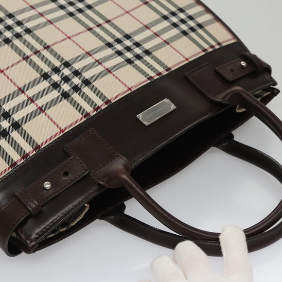 BURBERRY Nova Check Hand Bag Canvas 2way Beige Auth 103269