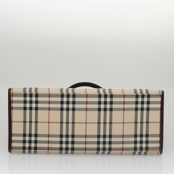 BURBERRY Nova Check Hand Bag Canvas 2way Beige Auth 103269