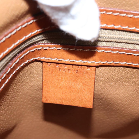 CELINE Macadam Canvas Hand Bag PVC Leather Brown Gold Auth 103291