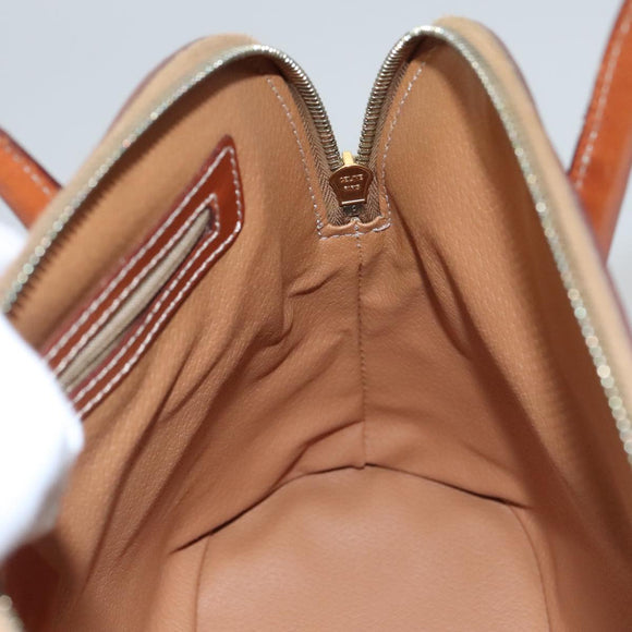 CELINE Macadam Canvas Hand Bag PVC Leather Brown Gold Auth 103291