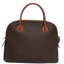 CELINE Macadam Canvas Hand Bag PVC Leather Brown Gold Auth 103291-2