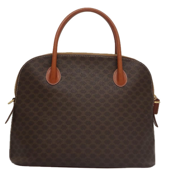 CELINE Macadam Canvas Hand Bag PVC Leather Brown Gold Auth 103291