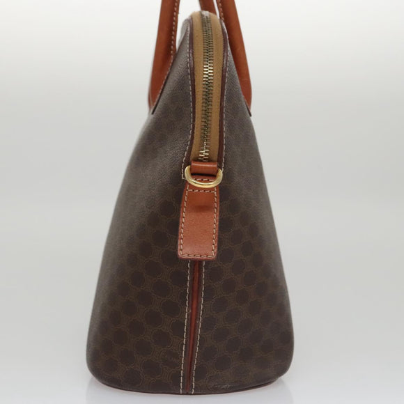 CELINE Macadam Canvas Hand Bag PVC Leather Brown Gold Auth 103291