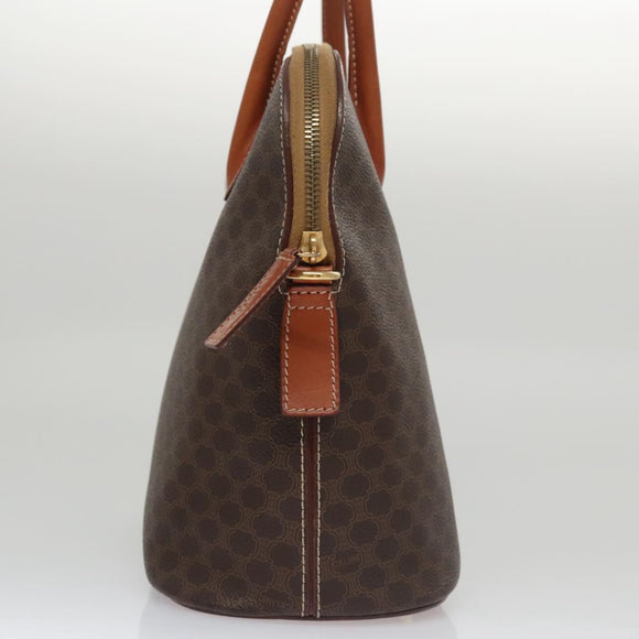 CELINE Macadam Canvas Hand Bag PVC Leather Brown Gold Auth 103291