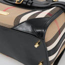 BURBERRY Nova Check Hand Bag Canvas 2way Beige Black Auth 103293AV-9
