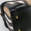 BURBERRY Nova Check Hand Bag Canvas 2way Beige Black Auth 103293AV-16