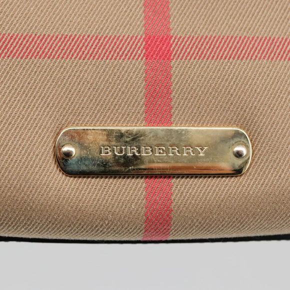 BURBERRY Nova Check Hand Bag Canvas 2way Beige Black Auth 103293AV