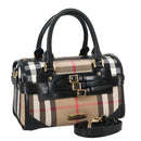 BURBERRY Nova Check Hand Bag Canvas 2way Beige Black Auth 103293AV-1