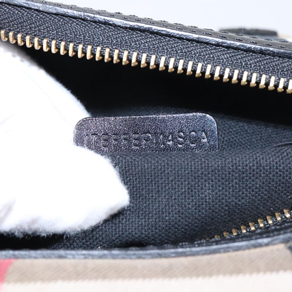 BURBERRY Nova Check Hand Bag Canvas 2way Beige Black Auth 103293AV