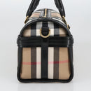 BURBERRY Nova Check Hand Bag Canvas 2way Beige Black Auth 103293AV-3