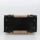 BURBERRY Nova Check Hand Bag Canvas 2way Beige Black Auth 103293AV-5