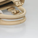 CELINE Hand Bag Straw Leather Blue Cream Gold Auth 103294-7
