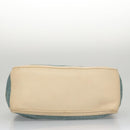 CELINE Hand Bag Straw Leather Blue Cream Gold Auth 103294-5