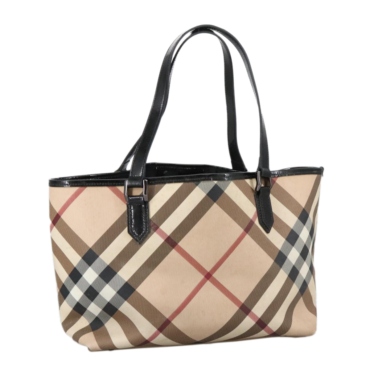 BURBERRY Nova Check Tote Bag PVC Beige Auth 103298