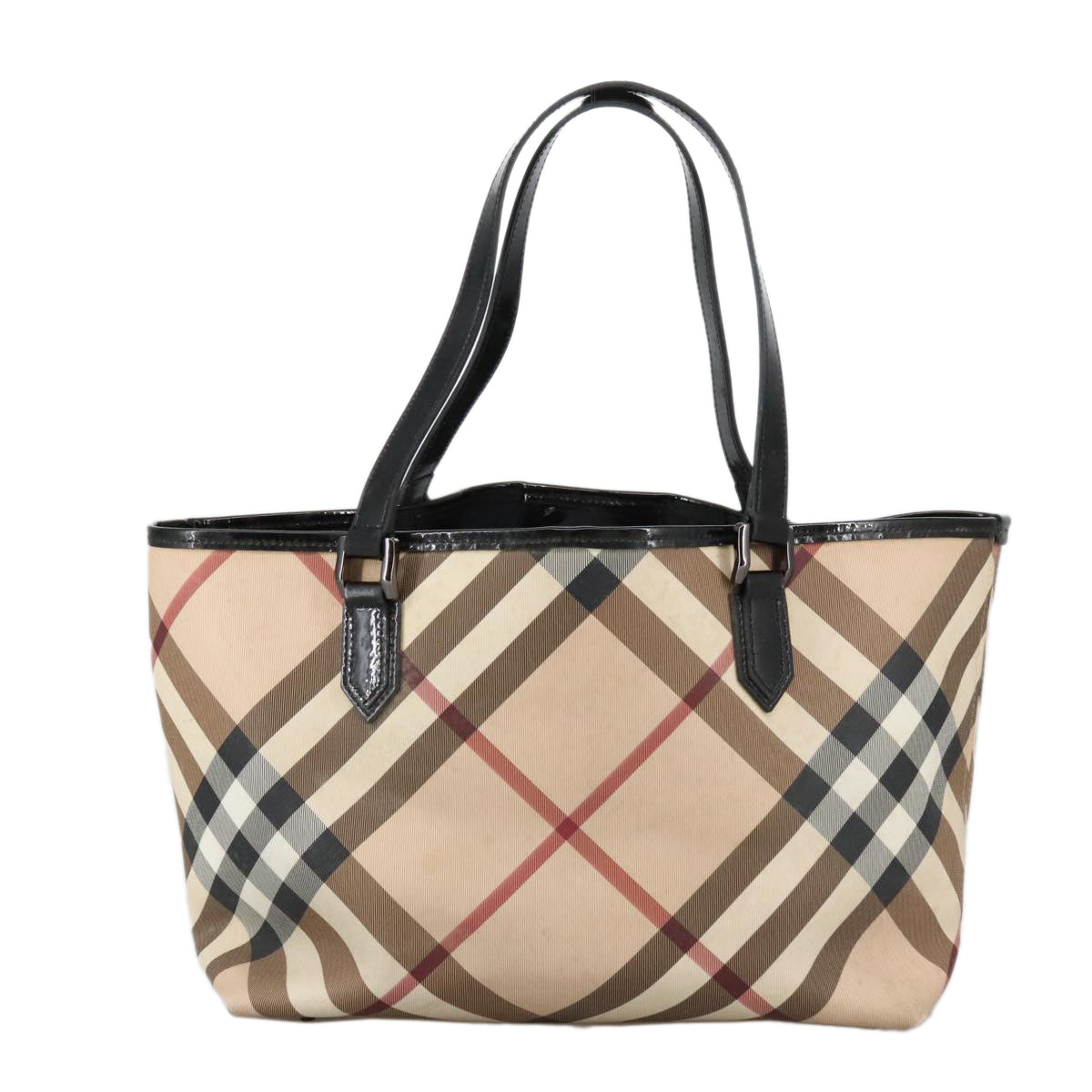 BURBERRY Nova Check Tote Bag PVC Beige Auth 103298