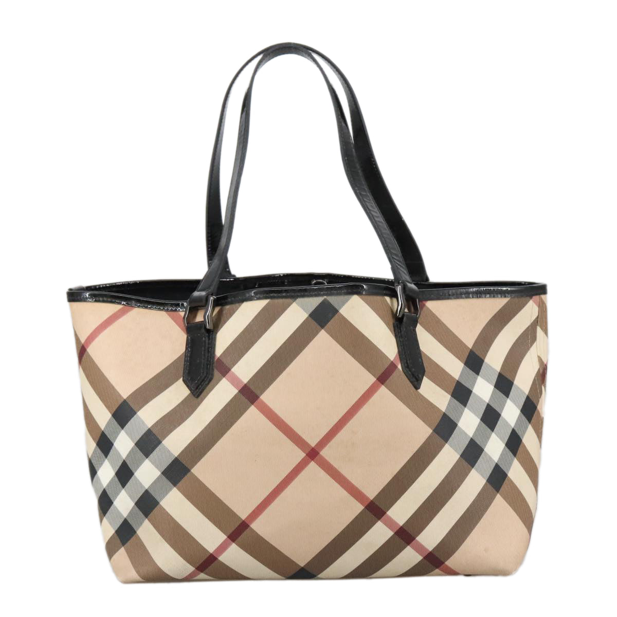 BURBERRY Nova Check Tote Bag PVC Beige Auth 103298 - 0