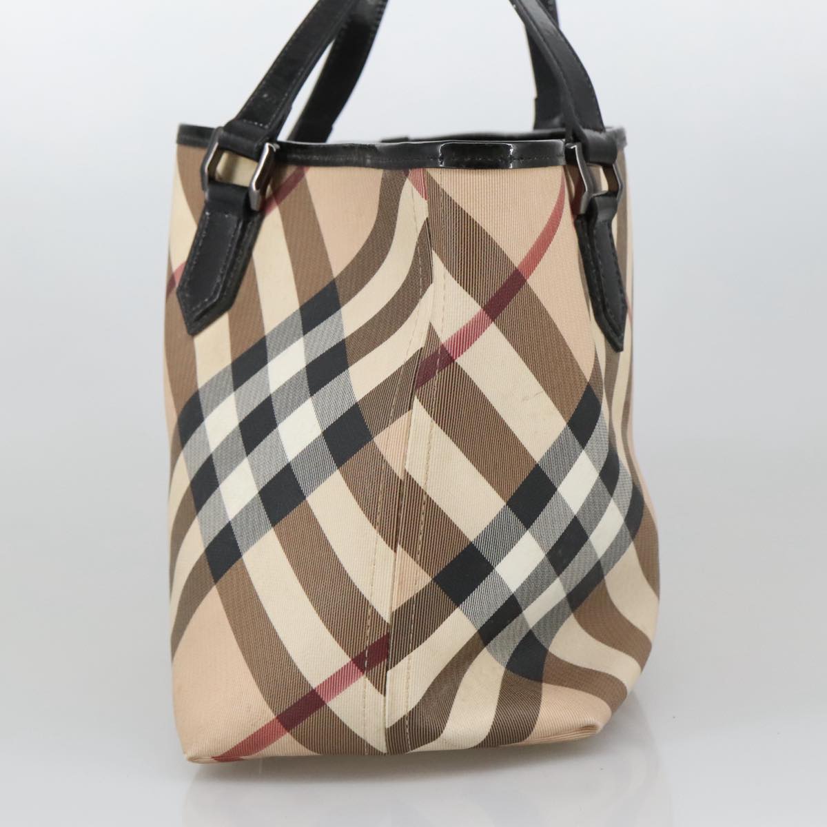 BURBERRY Nova Check Tote Bag PVC Beige Auth 103298