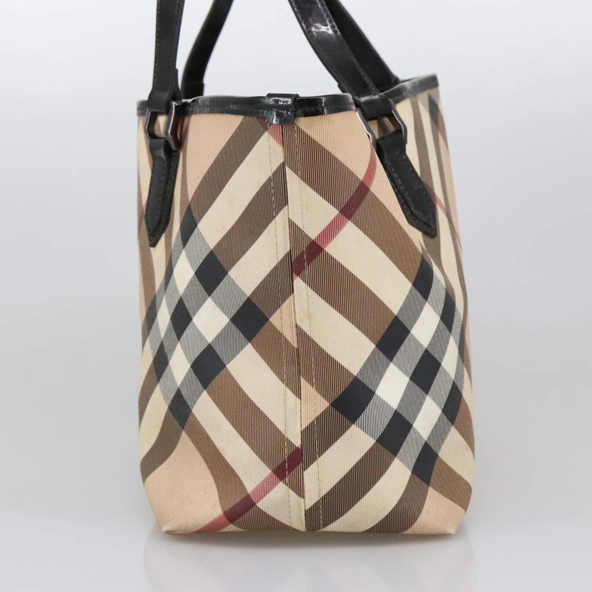 BURBERRY Nova Check Tote Bag PVC Beige Auth 103298