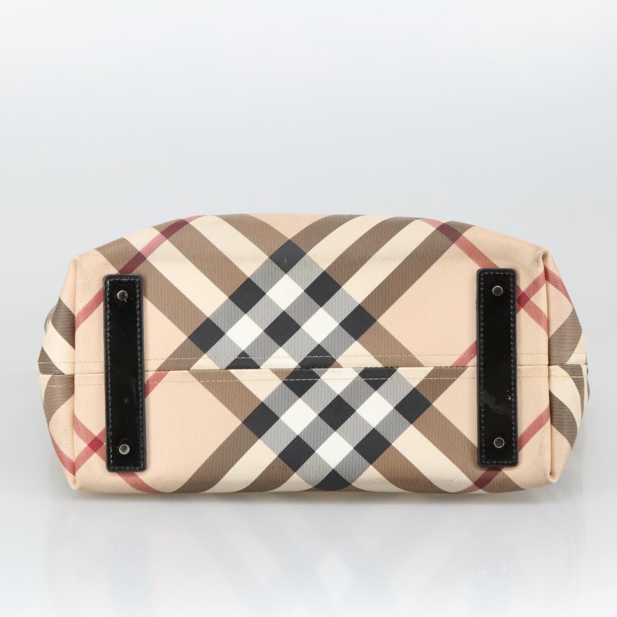 BURBERRY Nova Check Tote Bag PVC Beige Auth 103298