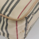 BURBERRY Shoulder Bag Canvas Leather Beige Cream Silver Auth 103299-14