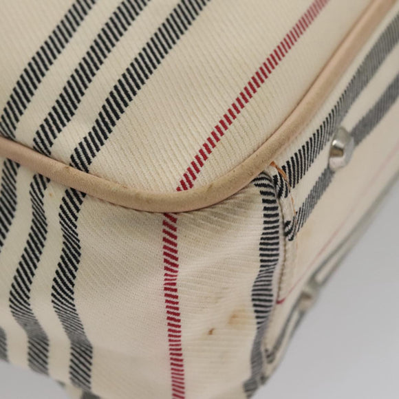 BURBERRY Shoulder Bag Canvas Leather Beige Cream Silver Auth 103299