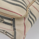 BURBERRY Shoulder Bag Canvas Leather Beige Cream Silver Auth 103299-15