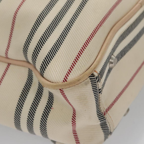 BURBERRY Shoulder Bag Canvas Leather Beige Cream Silver Auth 103299