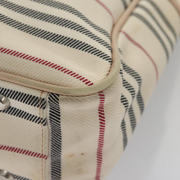 BURBERRY Shoulder Bag Canvas Leather Beige Cream Silver Auth 103299