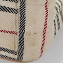 BURBERRY Shoulder Bag Canvas Leather Beige Cream Silver Auth 103299-10